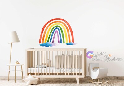 Rainbow Wall decal, Watercolor rainbow decal, Nursery rainbow decal, Rainbow wall sticker, removable rainbow decal, Large rainbow wall - image3